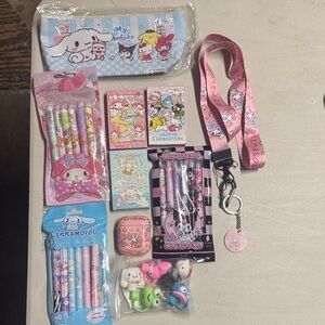 Sanrio Pink & Blue Stationery and Lanyard Set